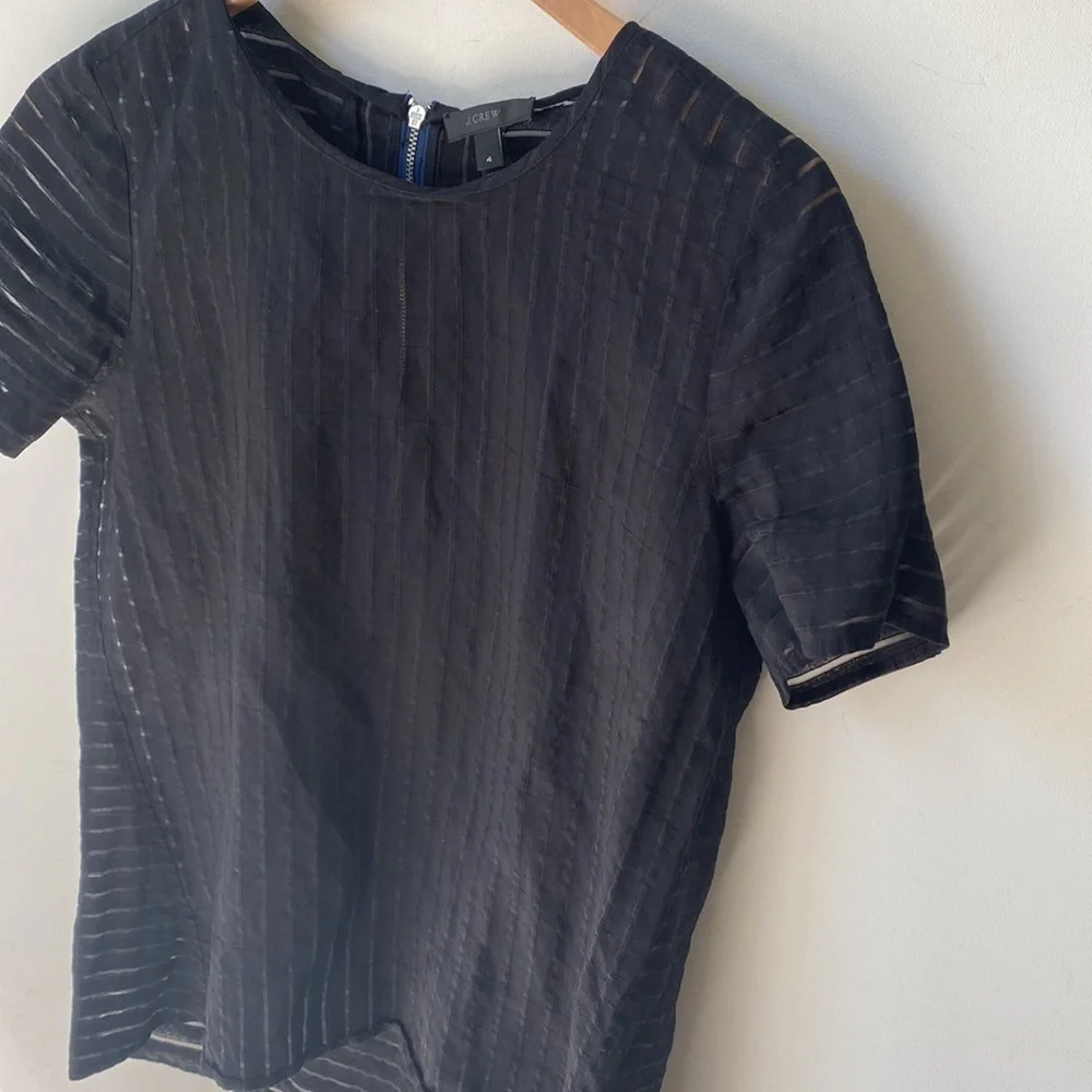 J. Crew‎ Black sheer short sleeve Top